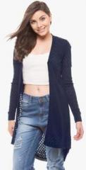 Shuffle Navy Blue Solid Shrug women