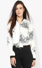 Sisley White Printed Summer Jacket women