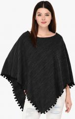 Skidlers Black Self Design Poncho women