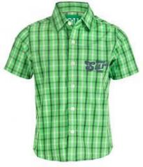 Slub Junior Green Casual Shirt boys