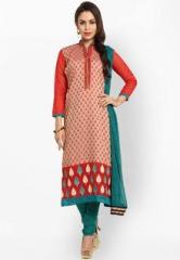 Soch Beige Embroidered Dress Material women