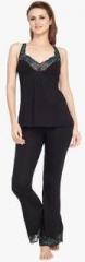 Soie Black Solid Pyjama Set women