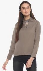 Soie Brown Solid Blouse men