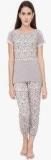 Soie Grey Printed Pyjama Set Women