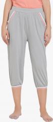 Soie Grey Solid Solid Regular Fit Lounge Capri women