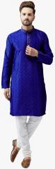 Sojanya Blue Self Design Kurta Pyjama men