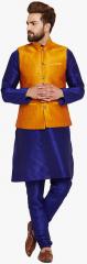 Sojanya Blue Solid Kurta Pyjama With Jacket men