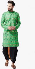 Sojanya Green Printed Kurta Dhoti Pants men