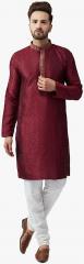 Sojanya Maroon Self Design Kurta Pyjama men