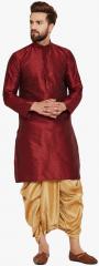 Sojanya Maroon Solid Regular Fit Dhoti Kurta men