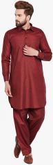 Sojanya Maroon Textured Kurta With Pyjama men