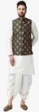 Sojanya Off White Solid Kurta Dhoti Pants With Nehru Jacket men