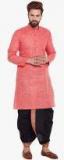 Sojanya Red Textured Kurta With Dhoti Men