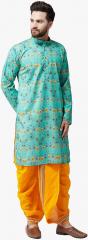 Sojanya Sea Green Printed Kurta Dhoti Pants men