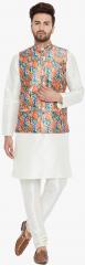 Sojanya White Printed Kurta Pyjama Set men