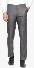 Solemio Charcoal Self Design Comfort Slim Fit Formal Trouser men