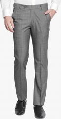 Solemio Grey Slim Fit Checked Formal Trouser men