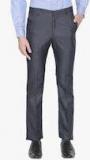 Solemio Grey Solid Slim Fit Formal Trousers men