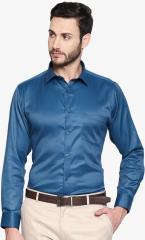 Solemio Teal Solid Regular Fit Formal Shirt men