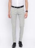 Solly Sport Grey Smart Slim Fit Solid Formal Trousers Men