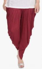 Soundarya Maroon Solid Heram Pant women