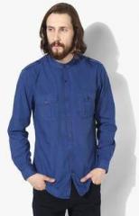 Splash Blue Solid Casual Shirt men