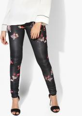 Spykar Black Printed Leggings women