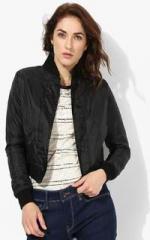 Spykar Black Solid Winter Jacket women