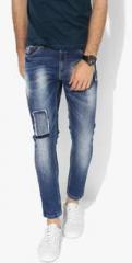 Spykar Blue Washed Low Rise Slim Fit Jeans men