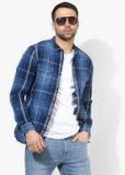 Spykar Men Blue Slim Fit Checked Casual Shirt men