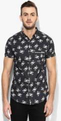 Spykar Navy Blue Printed Slim Fit Casual Shirt men