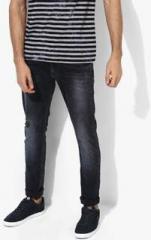 Spykar Navy Blue Washed Low Rise Skinny Fit Jeans men