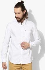 Spykar White Printed Slim Fit Casual Shirt men