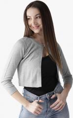 Style Quotient Grey Solid Shrug women