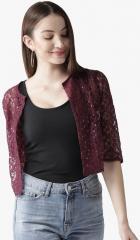 Style Quotient Maroon Embellished Shrug women