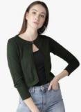 Style Quotient Olive Solid Shrug Women