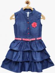 Stylestone Blue Solid Casual Dress girls