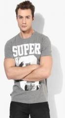 Superdry Grey Printed Round Neck T Shirt men