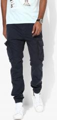 Superdry Navy Blue Solid Slim Fit Cargo men