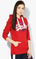 Superdry Red Printed Hoodie women