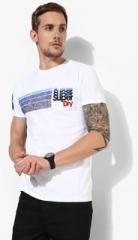 Superdry White Printed Slim Fit Round Neck T Shirt men