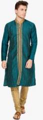 Svanik Green Striped Kurta Pyjama men