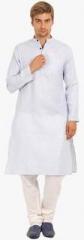 Svanik Light Blue Solid Kurta men