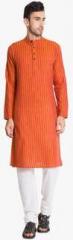 Svanik Mustard Yellow Solid Knee Length Kurta men