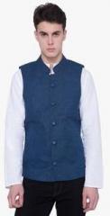 Svanik Navy Blue Printed Waistcoat men