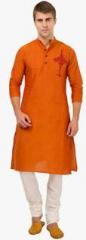 Svanik Orange Striped Kurta men