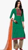 Swaron Green Embroidered Dress Material women