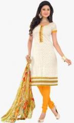 Swaron White Embroidered Dress Material women