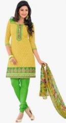 Swaron Yellow Embroidered Dress Material women