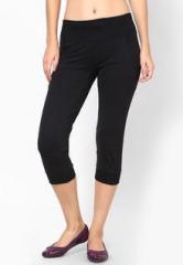 Sweet Dreams Black Solid Capri women